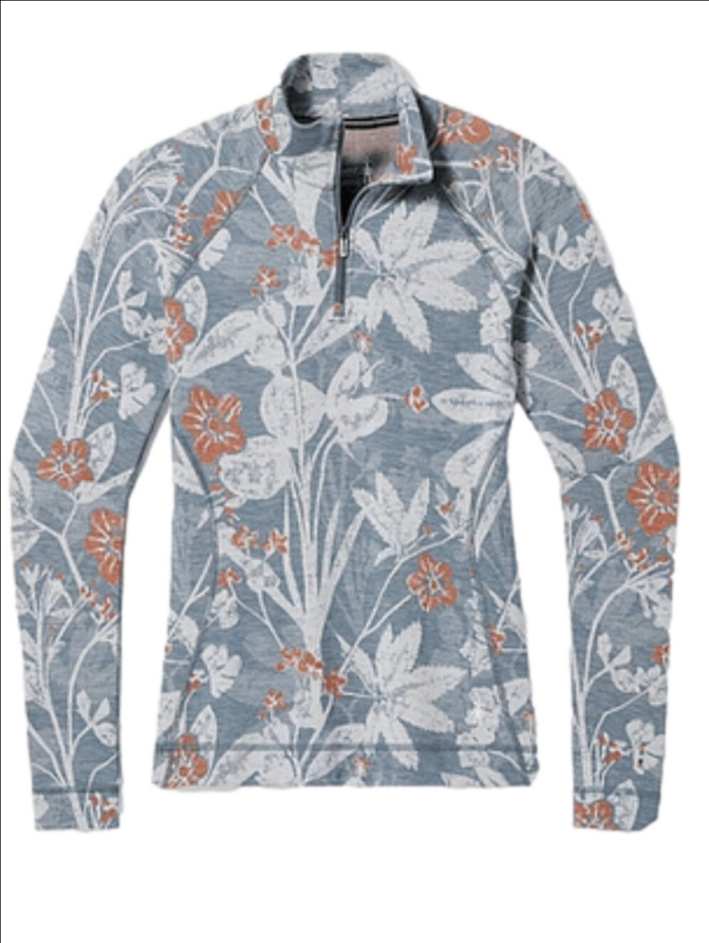 🆕 SMARTWOOL "WINTER SKY" THERMAL MERINO WOOL 1/4 ZIPPER FLORAL BASE LAYER
